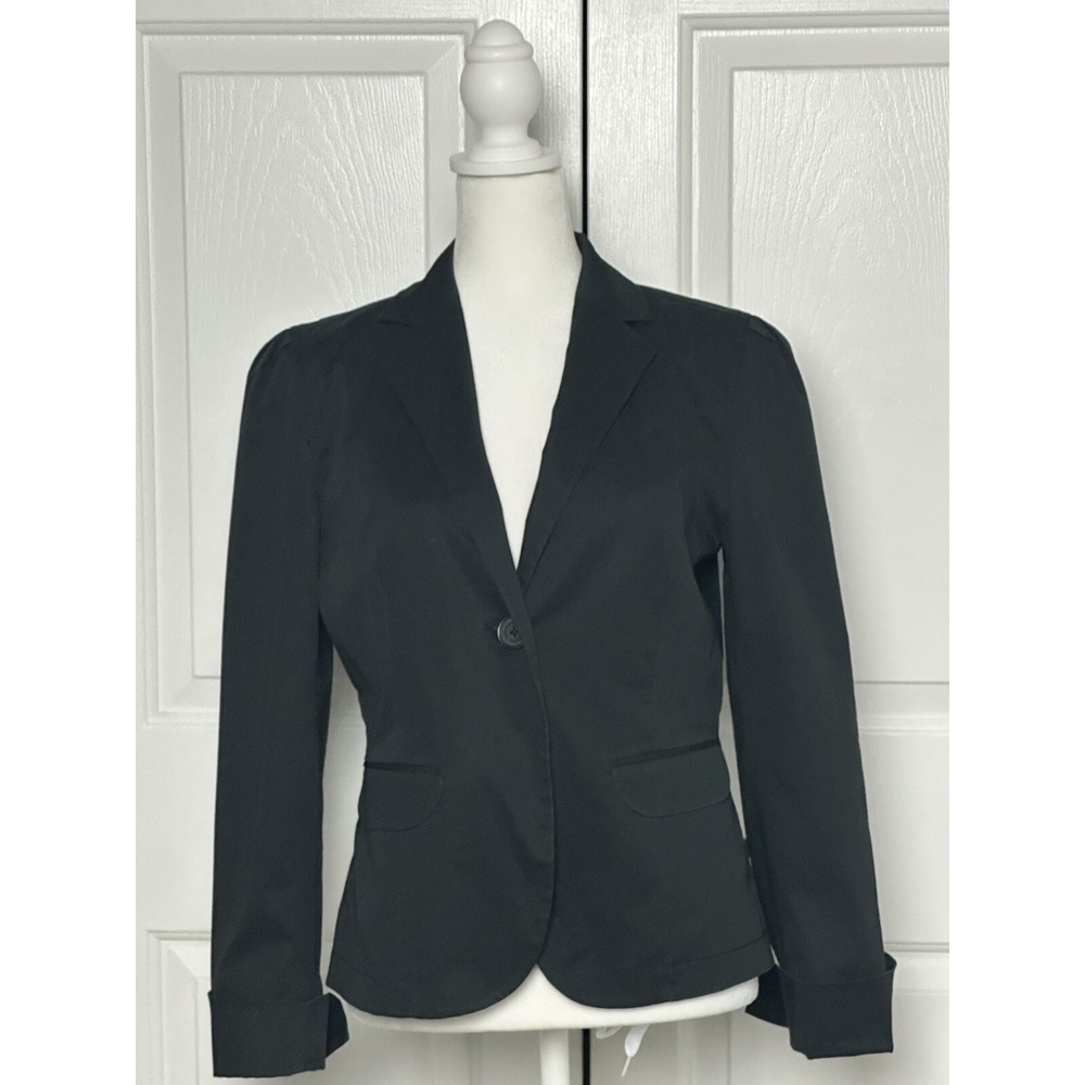 Gap Women's Black Blazer Jacket Single Button Closure-Size 6
